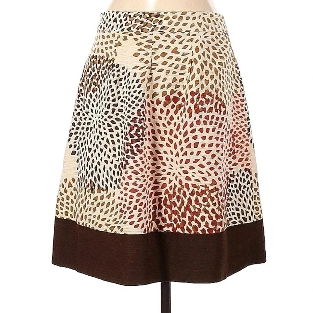 Banana Republic Y2K Chic Silk Bohemian Floral Brown Cream Rust Skirt Size 2 - Picture 3 of 6